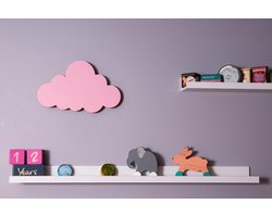 Houten roze wandlamp - Wolk - Draadloos - Timerfunctie - Kinderkamer - Babykamer - Muurlamp - Kind - Baby