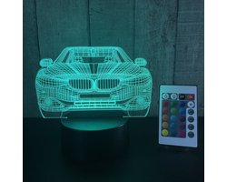 Klarigo® Nachtlamp – 3D LED Lamp Illusie – 16 Kleuren – Bureaulamp – BMW M4 – Sport Auto - Nachtlampje Kinderen – Creative lamp - Afstandsbediening
