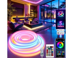 Klikkopers® Led Strip 5 meter - NEON 3D FLEX - Waterdicht - Led verlichting - Ledstrip - Smart Light - Led light strip - Gaming accesoires - Gaming lights - Slimme verlichting bedienen via telefoon & afstandsbediening