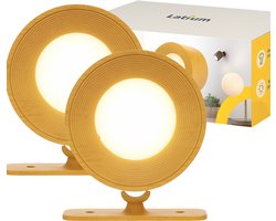 Latium Wandlamp Set van 2 – Oplaadbaar op Batterijen Draadloos voor Binnen – Dimbaar – Wandlamp op Accu – Nachtlampje – USB Oplaadbaar – Hout