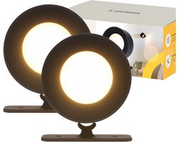Latium Wandlamp Set van 2 – Oplaadbaar op Batterijen Draadloos voor Binnen – Dimbaar – Wandlamp op Accu – Nachtlampje – USB Oplaadbaar – Zwart