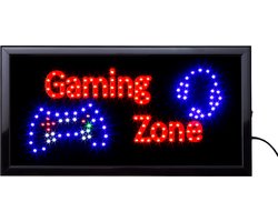 Led bord - Gaming zone - Led borden - Light box - Led sign - 50 x 25 cm - Decoratie - Verlichting - Led verlichting - Bar decoratie - Gaming - Games - Uniek - LED - Cave & Garden