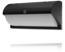 Led Bulkhead - buitenlamp met lichtsensor - 12 W - mat zwart - IP54