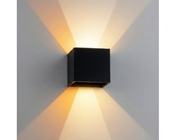 LED Cube Wandlamp 6W | DIMBAAR | IP65 | Zwart | CCT-Lichtkleur instelbaar