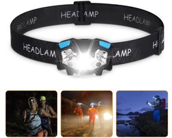 LED-koplamp - 5000 lumen LED-werklamp - Bewegingssensorkoplamp - USB oplaadbare waterdichte werklamp - 5 verlichtingsmodi Koplamp - Verstelbare hoofdband en draaibare lamphouder