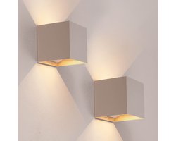 Ledvion - 2x USB Oplaadbare Wandlamp met Sensor – 4400 mAh – Beige – Draadloos – IP44 – Binnen & Buiten – Warm Wit Licht