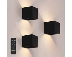 Ledvion - 3x Oplaadbare USB Wandlamp Zwart - Bewegingssensor - 2700K - 150 Lumen - IP44 - Aluminium - 1300mAh