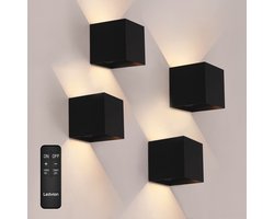 Ledvion - 4x Oplaadbare USB Wandlamp Zwart - Bewegingssensor - 2700K - 150 Lumen - IP44 - Aluminium - 1300mAh