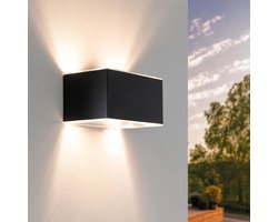 Ledvion - Solar LED Wandlamp - 2W - 60L - 3000K - IP44 - Zwart
