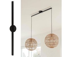 Lightswing® Twin 110cm - Ophangsysteem voor twee Hanglampen tot 2,5 KG per lamp - Mat Zwart - 90cm Verplaatsbare Verlichting - Verstelbare Lamp Systeem