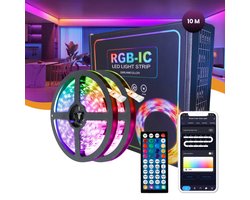 Lucion® Smart Led light strip 10 meter RGBIC Dreamcolor IP65 waterdicht - Smart led strip 10 meter - Smart Light - Led light strip - Licht strip - Gaming accesoires - Gaming lights - Slimme verlichting bedienen via telefoon & afstandsbediening