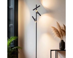 LumenXL - Vloerlamp Zhan - met drie draaibare spots en touch dimmer – zwart