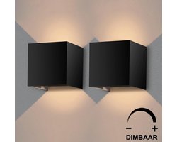 Luminize Wandlamp DIMBAAR - 2 stuks - geschikt voor binnen en buiten - 2700K - netstroom - 12w