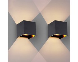 Luminize Wandlamp Zwart 2 stuks - geschikt voor binnen en buiten - NIET OPLAADBAAR - 2700k - buitenlamp - 12w