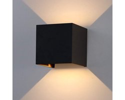 Luminize Wandlamp zwart voor binnen en buiten - buitenlamp - 2700k - NIET OPLAADBAAR - 10×10 cm