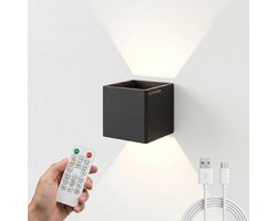 Lussobay Wandlamp Zwart - wandlampen - wandlamp binnen woonkamer - wandlamp met snoer - wandlamp slaapkamer - wandlamp oplaadbaar - wandlamp landelijk - wandlamp met schakelaar - wand lamp - smartlamp - smart lamp - LED - wand lamp -