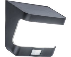 LUTEC Try - LED solar wandlamp voor buiten - Optimaal opladen door schuin zonnepaneel - PIR bewegingssensor - Dag/nacht sensor - 500Lm - 5000K helder wit licht - IP54 extra weerbestendig - Mat zwart - 118 x 125 x 69 mm