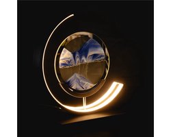LUXUS Bewegende Zandkunst Tafellamp - Blauw - H27 x Ø27 - Decoratieve tafellamp - Met Slaapstand - Zandloper - Zandkunst In Glas - Bureaulamp - LED - Dimbaar - Tafellamp slaapkamer