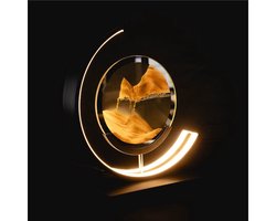 LUXUS Bewegende Zandkunst Tafellamp - Goud - H27 x Ø27 - Decoratieve tafellamp - Met Slaapstand - Zandloper - Zandkunst In Glas - Bureaulamp - LED - Dimbaar - Tafellamp slaapkamer