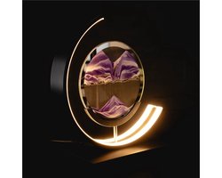 LUXUS Bewegende Zandkunst Tafellamp - Paars - H27 x Ø27 - Decoratieve tafellamp - Met Slaapstand - Zandloper - Zandkunst In Glas - Bureaulamp - LED - Dimbaar - Tafellamp slaapkamer