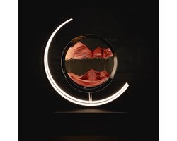 LUXUS Bewegende Zandkunst Tafellamp - Rood - H27 x Ø27 - Decoratieve tafellamp - Met Slaapstand - Zandloper - Zandkunst In Glas - Bureaulamp - LED - Dimbaar - Tafellamp slaapkamer