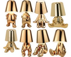 Luxus Bins Brother Tafellamp - Goud - Set van 8 - Decoratieve Tafellamp - Tafellamp slaapkamer - Draadloos - Dimbaar