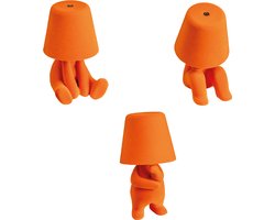 Luxus Bins Brother Tafellamp - Oranje - Set van 3 - Decoratieve Tafellamp - Tafellamp slaapkamer - Draadloos - Dimbaar