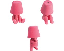 Luxus Bins Brother Tafellamp - Roze - Set van 3 - Decoratieve Tafellamp - Tafellamp slaapkamer - Draadloos - Dimbaar