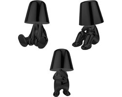 Luxus Bins Brother Tafellamp - Zwart - Set van 3 - Decoratieve Tafellamp - Tafellamp slaapkamer - Draadloos - Dimbaar