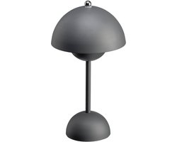 Luxus - Tafellamp Touch Deluxe - Josephine - Grijs - 30cm - Tafellamp Slaapkamer - Decoratieve tafellamp - Draadloos - Oplaadbaar - Dimbaar