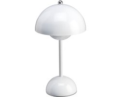 Luxus - Tafellamp Touch Deluxe - Josephine - Wit - 30cm - Tafellamp Slaapkamer - Decoratieve tafellamp - Draadloos - Oplaadbaar - Dimbaar