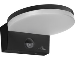 Maclean - Wandlamp LED buitenlamp met PIR bewegingsmelder, zwart, 15W, IP65, 1560lm, neutraal wit (4000K) MCE344 B