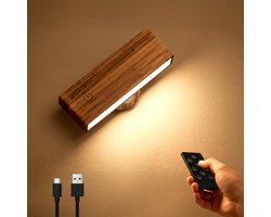 MAXXILED® Wandlamp Oplaadbaar - Wandlamp Binnen - Wandlamp Woonkamer - Muurlamp Slaapkamer - Wandlamp Slaapkamer - Muurlamp Keuken - Wandlamp Babykamer - Wandlamp Kinderkamer - USB Oplaadbaar - Oplaadbare Wandlamp - Afstandsbediening - Donkerbruin