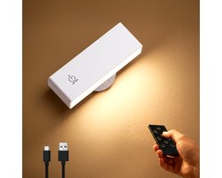MAXXILED® Wandlamp Oplaadbaar - Wandlamp Binnen - Wandlamp Woonkamer - Muurlamp Slaapkamer - Wandlamp Slaapkamer - Muurlamp Keuken - Wandlamp Babykamer - Wandlamp Kinderkamer - USB Oplaadbaar - Oplaadbare Wandlamp - Afstandsbediening - Wit