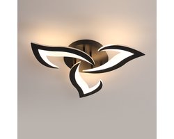 Moderne LED-plafondlamp, 33W 4000LM acryl, creatief bloemblaadjesontwerp, zwarte LED-kroonluchter voor slaapkamer, woonkamer, eetkamer, keuken, gang, warm licht 3000K
