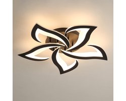 Moderne LED-plafondlamp, 60W 6000LM creatieve bloemvormige plafondlamp van acryl, 5-koppige zwarte LED-kroonluchters met bloemblaadjes voor woonkamer, slaapkamer, eetkamer, keuken, warm wit 3000K [Energieklasse E]