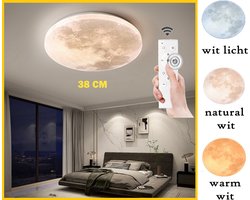 Moderne Maan Led Plafondlamp - Dimbare - Glans - Maanlamp - Woonkamer - Slaapkamer - afstandsbediening - Plafond licht - 38CM