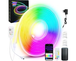 Neon LED Strip RGBIC 2 Meter - 3535 Light strip IP65 Voor Buiten LED Verlichting- Met App En Afstandsbediening - Smart LED-strip - Volledig Dimbaar - Compatible met Google Home, Amazon Alexa En Siri