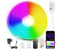 Neon LED Strip RGBIC 3 Meter - 3535 Light strip IP65 Voor Buiten LED Verlichting- Met App En Afstandsbediening - Smart LED-strip - Volledig Dimbaar - Compatible met Google Home, Amazon Alexa En Siri