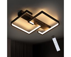 NETTLIFE LED Plafondlamp - vierkant - zwart - 35W woonkamer lamp - dimbaar met afstandsbediening - modern slaapkamer lamp - voor eettafel | kantoor | hal