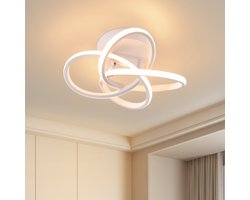 NETTLIFE Plafondlamp LED - 28W - wit Plafondverlichting - 3000K warm wit licht - modern Keukenlamp - met vierbladige bloem design - metalen Plafondlampen - voor Woonkamer | Slaafkamer | Keuken | Gang | Kinderkamer - 32cm