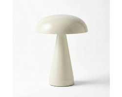 OMNIEXA Tafellamp - Amandelkleur – Dimbaar & Draadloos – 3 Lichtstanden – LED Designlamp met TouchControl – Luxe Tafellamp voor Woonkamer, Slaapkamer of Horeca