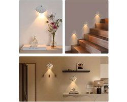 Oplaadbaar Dimbaar LED Wandlamp Schelp Nachtlampje - Met Bewegingssensor - Draadloos - Zonder Boren Zonder Stroom - Op accu - Trap/Woonkamer/Slaapkamer/Kinderkamer Verlichting- Binnen Muurlamp - Wanddecoratie met LED Verlichting - WIT
