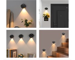 Oplaadbaar Dimbaar LED Wandlamp Schelp Nachtlampje - Met Bewegingssensor - Draadloos - Zonder Boren Zonder Stroom - Op accu - Trap/Woonkamer/Slaapkamer/Kinderkamer Verlichting- Binnen Muurlamp - Wanddecoratie met LED Verlichting - ZWART