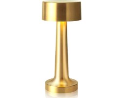 Oplaadbare Tafellamp - Draadloos & Dimbaar - Touch Bediening - voor Binnen & Buiten - Oplaadbaar - Tafellamp op Batterijen - Accu - Tafellampen zonder Snoer - Decoratie Woonkamer, Slaapkamer & Tuin - Tafel lamp - Nachtlamp - Industrieel - Goud