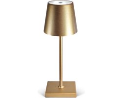 Oplaadbare tafellamp – Draadloos en dimbaar – Waterdicht – Nachtlamp Slaapkamer – 26 cm – Goud