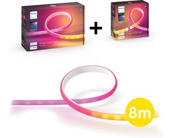 Philips Hue Gradient Lightstrip 8 Meter - Wit en Gekleurd Licht - LED Strip - Incl. Voedingskabel - Hue White and Color Ambiance Gradient
