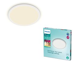 Philips SuperSlim badkamer plafondlamp - wit - rond - 18 W