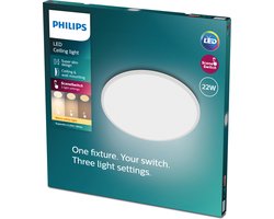 Philips SuperSlim plafondlamp - wit  - groot - warmwit licht - 22 W