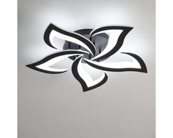 Plafondlamp - 58cm - Groot - LED - 60W - Bloemblaadjes Design - Koel Wit Licht - 6500K - Acryl - Zwart - Voor Woonkamer Slaapkamer Studeerkamer
